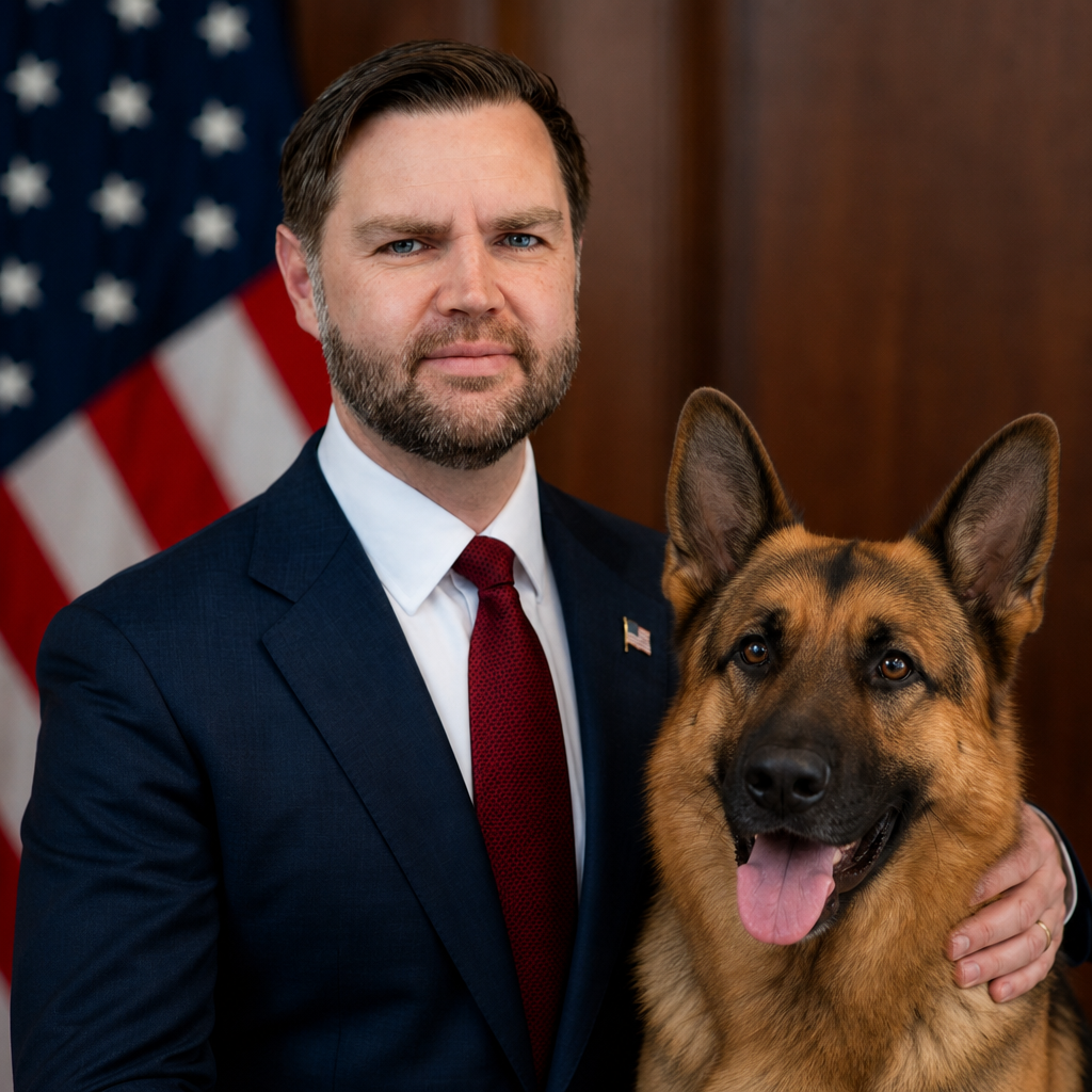 Official-style portrait of Atlas with the Vice President